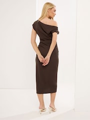 Star by Julien MacDonald Brown Draped Midi Dress - Image 3 of 5