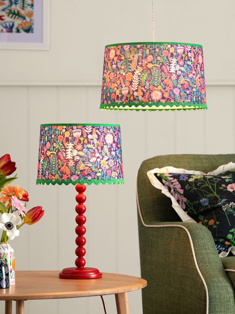 Lucy Tiffney Navy Floral RicRac Easyfit Lamp Shade - Image 2 of 9