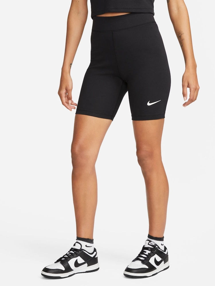 Schwarz - Nike Classic Radlerhose mit hohem Bund, 8 Zoll - Bild 1 von 6