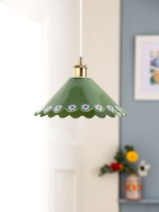 Lucy Tiffney Green Ceramic Flower Pendant Light - Image 1 of 5