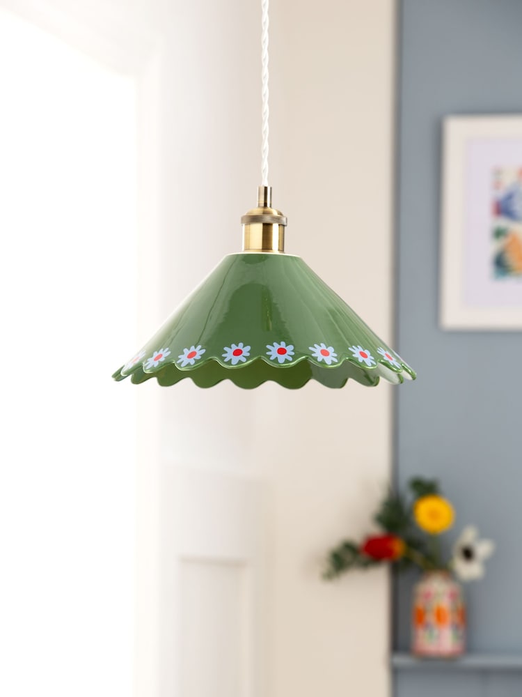 Lucy Tiffney Green Ceramic Flower Pendant Light - Image 1 of 5