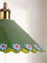 Lucy Tiffney Green Ceramic Flower Pendant Light - Image 3 of 5