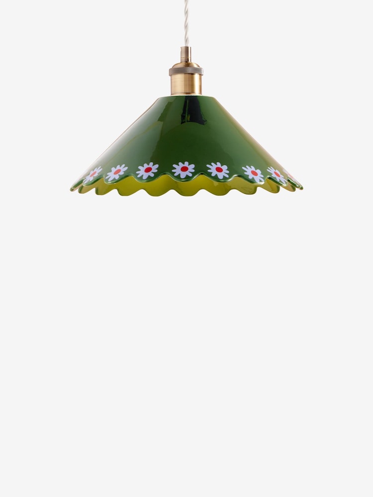 Lucy Tiffney Green Ceramic Flower Pendant Light - Image 5 of 5