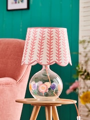Lucy Tiffney White/Pink Floral Glass Table Lamp - Image 1 of 5