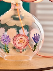 Lucy Tiffney White/Pink Floral Glass Table Lamp - Image 4 of 5