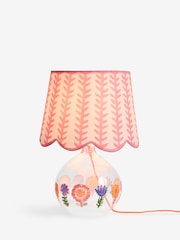Lucy Tiffney White/Pink Floral Glass Table Lamp - Image 5 of 5