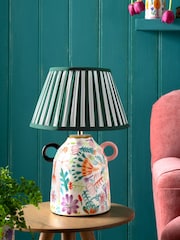 Lucy Tiffney Pink/White Floral Print Ceramic Table Lamp - Image 1 of 7