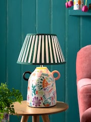 Lucy Tiffney Pink/White Floral Print Ceramic Table Lamp - Image 2 of 7