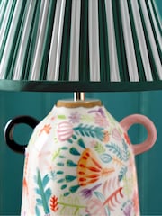 Lucy Tiffney Pink/White Floral Print Ceramic Table Lamp - Image 4 of 7
