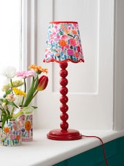 Lucy Tiffney Red/Pink Floral Bobbin Table Lamp - Image 1 of 5