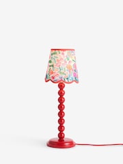 Lucy Tiffney Red/Pink Floral Bobbin Table Lamp - Image 5 of 5