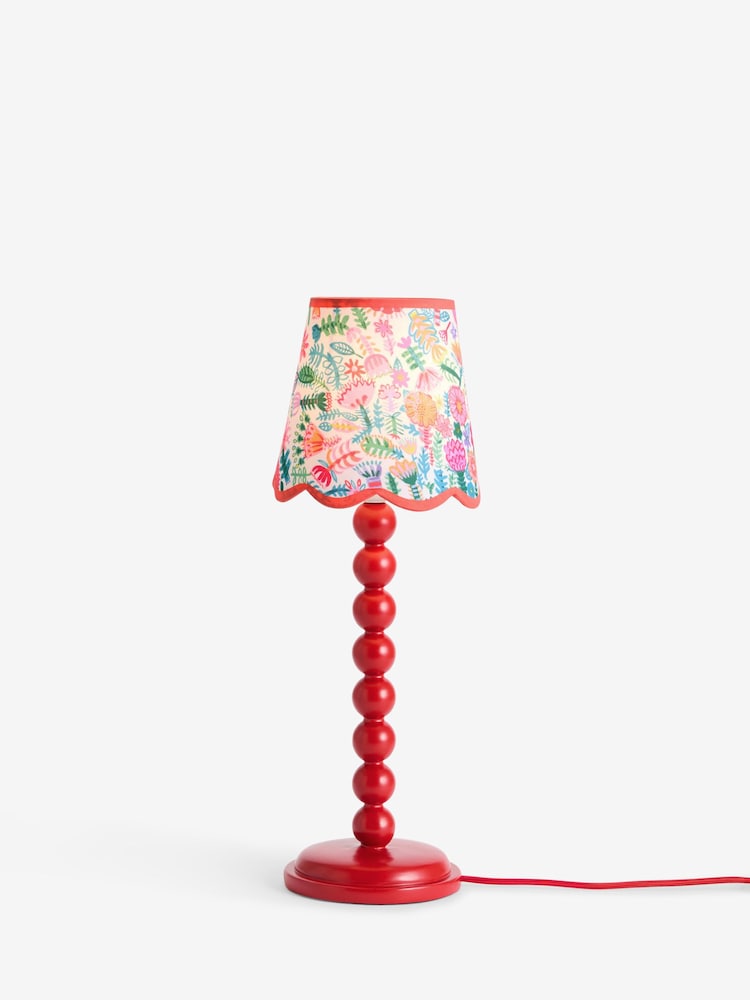 Lucy Tiffney Red/Pink Floral Bobbin Table Lamp - Image 5 of 5