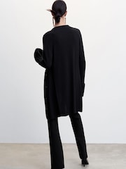 Mango Faux Fur Detail Black Cardigan - Image 3 of 7