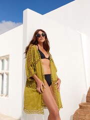 Lime Green Crochet Longline Kimono - Image 1 of 4