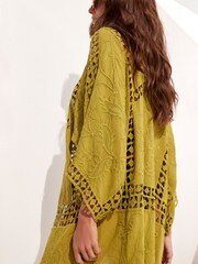 Lime Green Crochet Longline Kimono - Image 2 of 4
