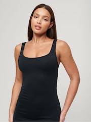 Schwarz - Superdry Midikleid aus Jersey mit eckigem Ausschnitt - Bild 4 von 7