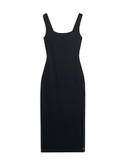 Schwarz - Superdry Midikleid aus Jersey mit eckigem Ausschnitt - Bild 6 von 7