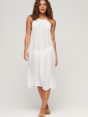 Superdry White Vintage Halter Neck Midi Dress - Image 1 of 5