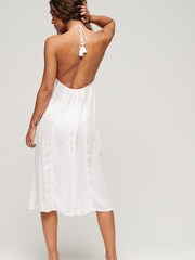 Superdry White Vintage Halter Neck Midi Dress - Image 2 of 5