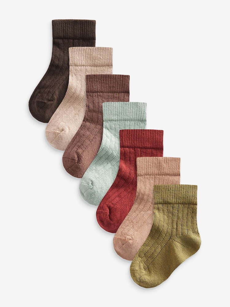 Mixed Muted 7 Pack Baby Socks (0mths-2yrs) - Image 1 of 8