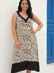 Roman Black Curve Animal Print V-Neck Midi Dress - Image 2 of 4