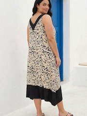 Roman Black Curve Animal Print V-Neck Midi Dress - Image 3 of 4