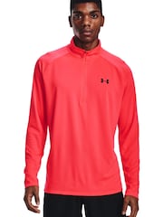Leuchtend rot - Under Armour Tech Fleece mit kurzem Reißverschluss - Bild 1 von 6