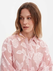 Finery Red Floral Stripe Heidi Floral Stripe Relaxed Fit Collared Shirt - Image 2 of 4