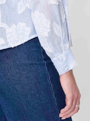 Finery Blue Floral Stripe Heidi Floral Stripe Relaxed Fit Collared Shirt - Image 3 of 4