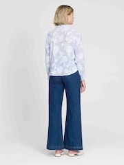 Finery Blue Floral Stripe Heidi Floral Stripe Relaxed Fit Collared Shirt - Image 4 of 4