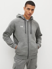 Under Armour Grey Rival Fleece Zip Up Hoodie - Image 1 of 6