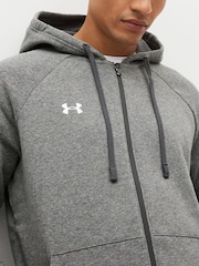 Under Armour Grey Rival Fleece Zip Up Hoodie - Image 4 of 6