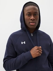 Under Armour Blue Rival Fleece Zip Up Hoodie - Image 5 of 7