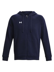 Under Armour Blue Rival Fleece Zip Up Hoodie - Image 6 of 7