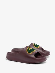 Lacoste Red Fleece Lined Serve Slide Slippers - Image 3 of 7