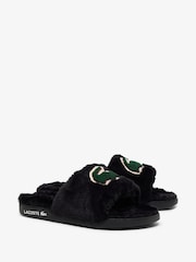 Lacoste Black Fleece Lined Serve Slide Slippers - Image 2 of 6