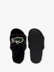 Lacoste Black Fleece Lined Serve Slide Slippers - Image 4 of 6