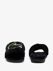 Lacoste Black Fleece Lined Serve Slide Slippers - Image 5 of 6