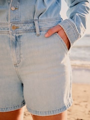 Bleach-Waschung - Own. Kurzer Denim-Overall - Bild 15 von 16