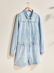 Bleach-Waschung - Own. Kurzer Denim-Overall - Bild 2 von 16
