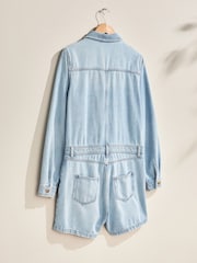 Bleach-Waschung - Own. Kurzer Denim-Overall - Bild 9 von 16