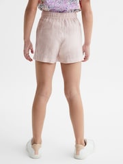 Reiss Soft Pink Cleo 9-12 yrs Linen Drawstring Shorts - Image 5 of 6