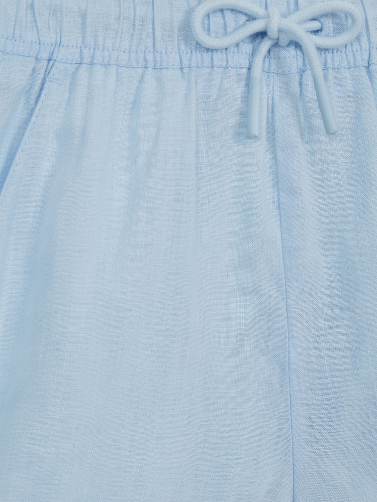 Reiss Ice Blue Cleo 9-12 yrs Linen Drawstring Shorts - Image 6 of 6