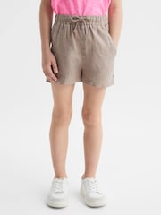 Reiss Mink Cleo 4-9 yrs Linen Drawstring Shorts - Image 1 of 6