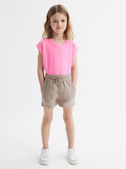 Reiss Mink Cleo 4-9 yrs Linen Drawstring Shorts - Image 3 of 6