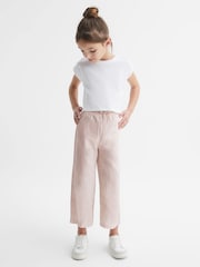 Reiss Soft Pink Cleo Senior Linen Drawstring Trousers - Image 1 of 6