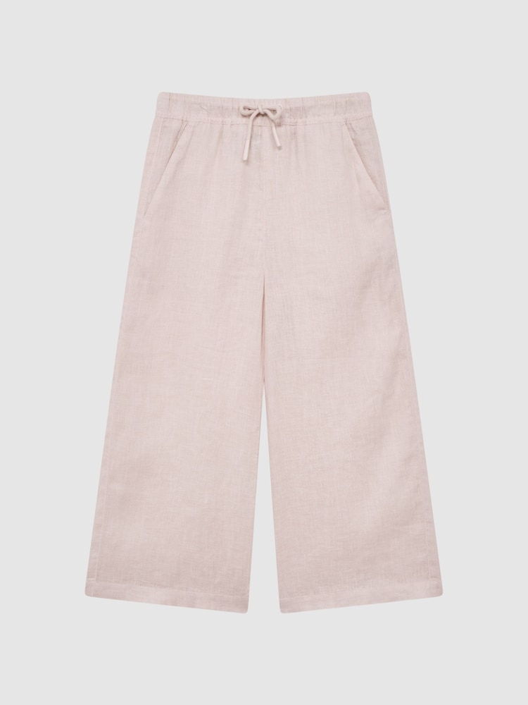 Reiss Soft Pink Cleo Senior Linen Drawstring Trousers - Image 2 of 6