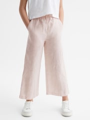 Reiss Soft Pink Cleo Senior Linen Drawstring Trousers - Image 3 of 6