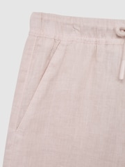 Reiss Soft Pink Cleo Senior Linen Drawstring Trousers - Image 6 of 6