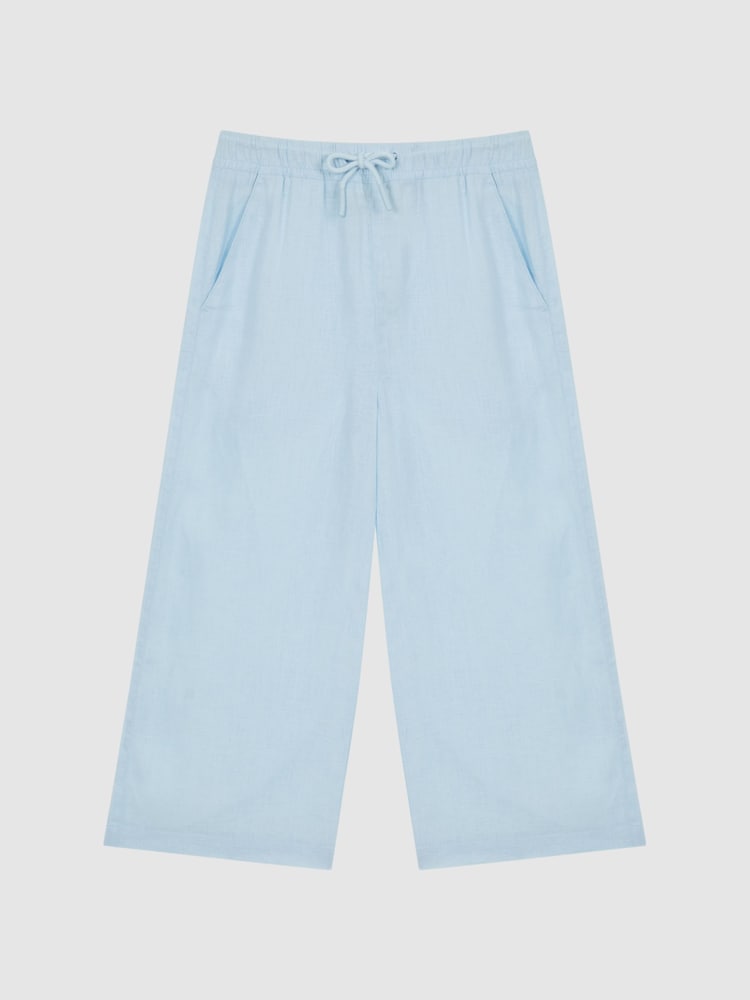 Reiss Ice Blue Cleo Senior Linen Drawstring Trousers - Image 2 of 6
